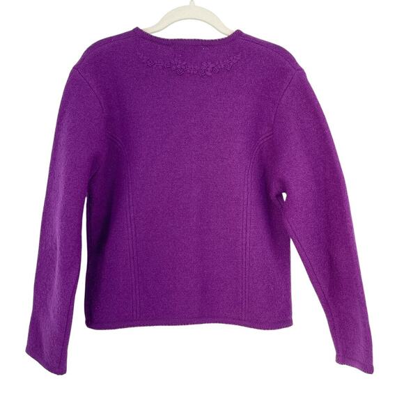 Vintage Pendleton 100% Virgin Wool Cardigan Purple Gold Button Small Petite 90s - Picture 7 of 11